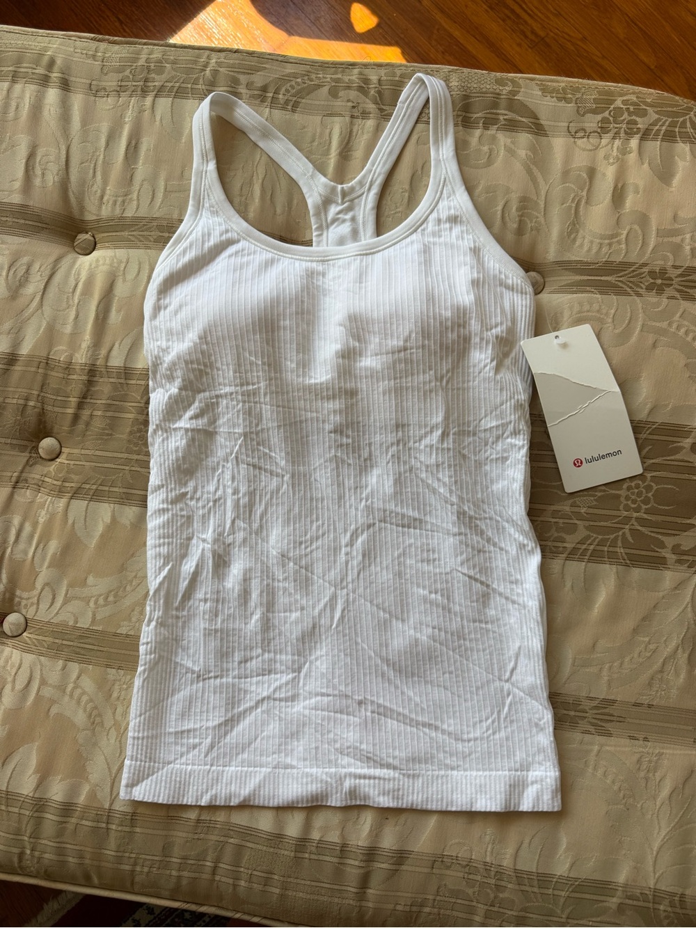 lululemon athletica White Ribbed Racerback Tank Top